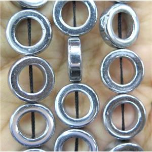 Hematite bead, ring, no-Magnetic, silver plated, approx 8mm dia [HBOS124-8MM]
