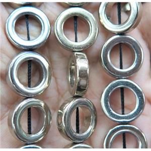 Hematite bead, ring, no-Magnetic, lt.gold plated, approx 14mm dia [HBOS126-14MM]