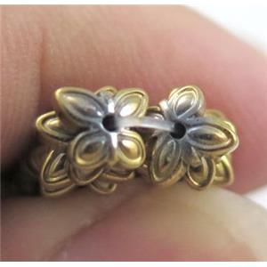 Hematite beadcap, clover, gold electroplated, approx 6x2mm [HBOS136]