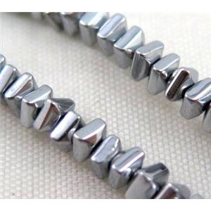 Hematite bead, square, platinum electroplated, approx 3x2mm [HBOS138]