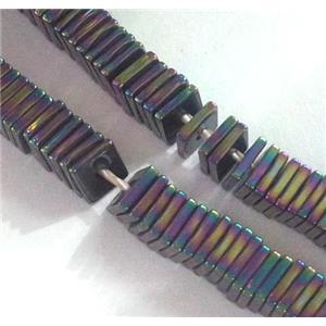 square Hematite beads, rainbow electroplated, approx 2x2x1mm [HBOS160-2MM]