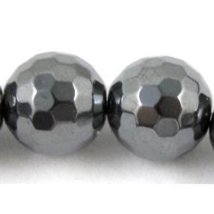 faceted round black Hematite Beads, non-Magnetic, 4mm dia, approx 100pcs per st [HMRB05-4MM]