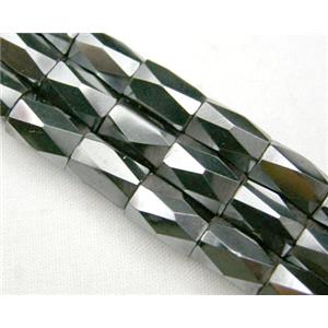 magnetic Hematite Beads, faceted tube, black, 5x8mm, 50 beads per st. [HBFT5X8-BLACK]