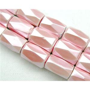 magnetic Hematite Beads, faceted tube, pink, 5x8mm, 50 beads per st. [HBFT5X8-C007]
