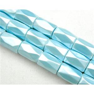 magnetic Hematite Beads, faceted tube, aqua, 5x8mm, 50 beads per st. [HBFT5X8-C014]