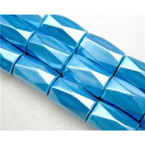 magnetic Hematite Beads, faceted tube, deep blue, 5x8mm, 50 beads per st. [HBFT5X8-C015]