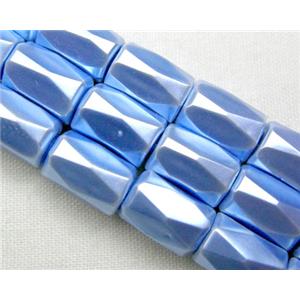 magnetic Hematite Beads, faceted tube, sea blue, 5x8mm, 50 beads per st. [HBFT5X8-C025]