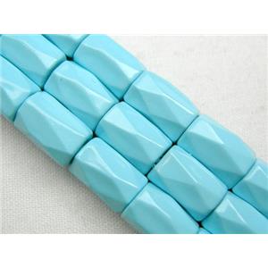 magnetic Hematite Beads, faceted tube, turquoise blue, 5x8mm, 50 beads per st. [HBFT5X8-C032]
