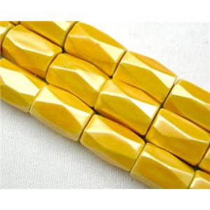 Yellow Hematite Magnetic Facet Tube Beads, 5x8mm, 50 beads per st. [HBFT5X8-C033]