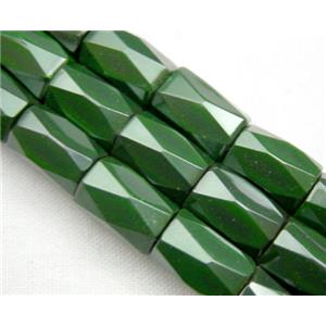 magnetic Hematite Beads, faceted tube, deep green, 5x8mm, 50 beads per st. [HBFT5X8-C035]