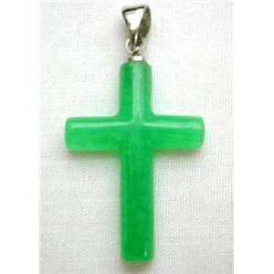 Green Jade Cross Pendant, 23x16.5mm [JADEPD002]