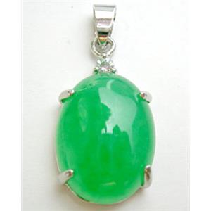 Green Jade oval Pendant, 15x23mm [JADEPD004]