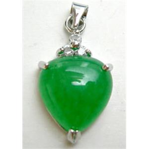 Green Jade Heart Pendant, 14mm wide [JADEPD005]