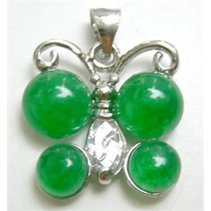Green Jade Butterfly Pendant, 18mm wide [JADEPD006]