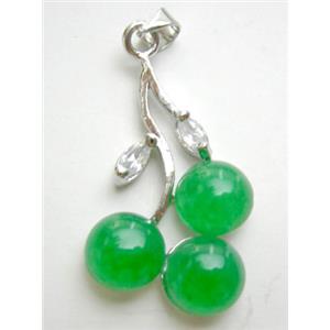 Green Jade Fruit Pendant, 19mm wide, 28mm length [JADEPD007]