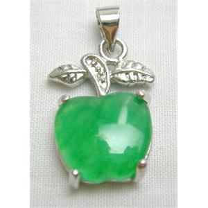 Green Jade Apple Pendant, 12mm wide [JADEPD009]