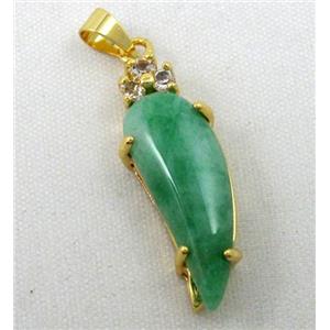 malaysian jade pendant, capsicum, approx 10x30mm [JADEPD018]