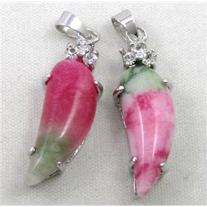 malaysian jade pendant, capsicum, approx 10x30mm [JADEPD019]