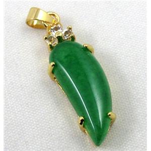 malaysian jade pendant, capsicum, approx 10x30mm [JADEPD020]
