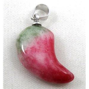 malaysian jade pendant, wolf teeth, approx 12x25mm [JADEPD024]
