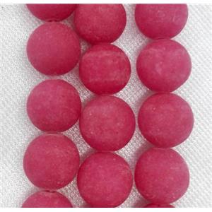 round matte jade beads, red, 8MM dia, 48pcs per st [JADEST16C12-8MM]