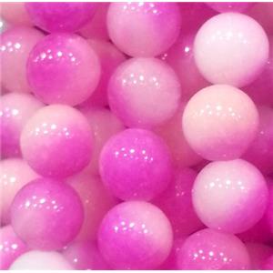 Jade beads, Round, hot-pink, 6mm dia, approx 66pcs per st [JADEST23-6MM]
