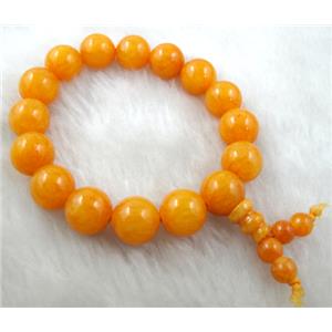 Jade bracelet, Orange, Stretch, 12mm dia, 8 inch length [JDBT05]