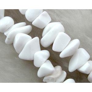 Erose jade bead, Dye chips, stabile, white, approx 4-12mm, 36 inch length [JDER02]