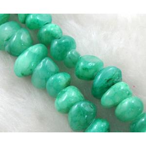 mashan jade bead chip, green dye, approx 5-10mm, 36 inch length [JDER38]