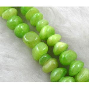 mashan jade bead chip, olive dye, approx 5-10mm, 36 inch length [JDER48]