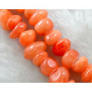 mashan jade bead chip, orange dye, approx 5-10mm, 36 inch length [JDER51]