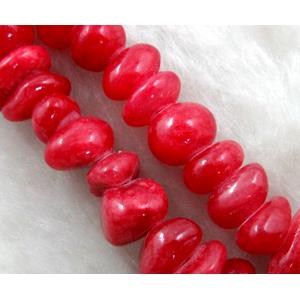 jade beads, red, Dye chips, stabile, approx 5-10mm, 36 inch length [JDER54]