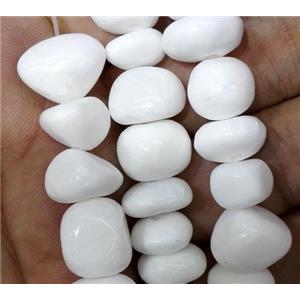 white jade beads, freeform chips, stabile, approx 6-10mm, 28 inches length [JDER57]