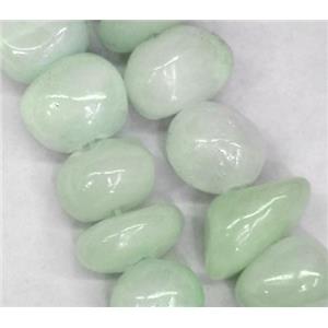 lt.green jade beads, freeform chips, stabile, approx 6-10mm, 28 inches length [JDER58]