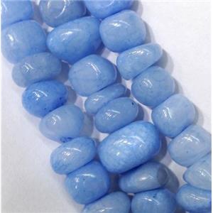blue jade beads, freeform chips, stabile, approx 6-10mm, 28 inches length [JDER60]