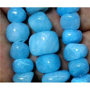aqua jade beads, freeform chips, stabile, approx 6-10mm, 28 inches length [JDER61]