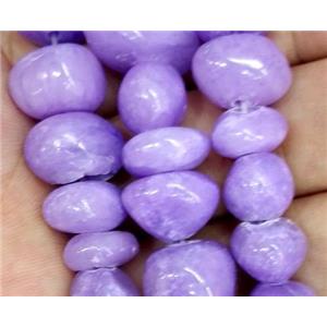 lavender jade beads, freeform chips, stabile, approx 6-10mm, 28 inches length [JDER62]