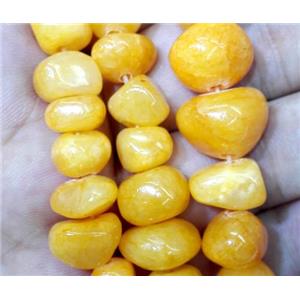 orange jade beads, freeform chips, stabile, approx 6-10mm, 28 inches length [JDER65]