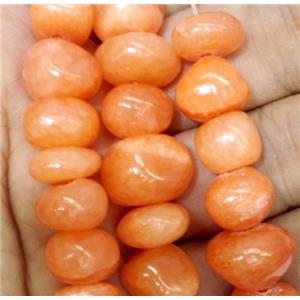jade beads, freeform chips, stabile, orange, approx 6-10mm, 28 inches length [JDER72]