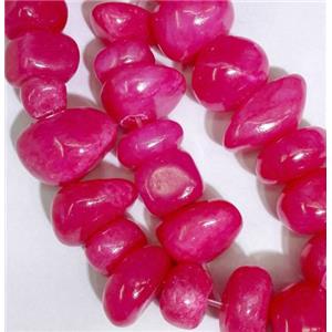 jade beads, freeform chips, stabile, red, approx 6-10mm, 28 inches length [JDER76]