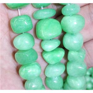 jade beads, freeform chips, stabile, green, approx 6-10mm, 28 inches length [JDER78]