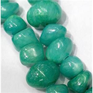 green jade beads, freeform chips, stabile, approx 6-10mm, 28 inches length [JDER79]