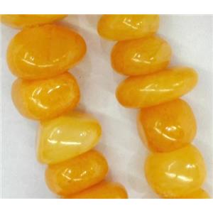 jade beads, freeform chips, stabile, gold, approx 6-10mm, 28 inches length [JDER86]
