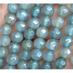 jade beads, faceted round, blue, approx 4mm dia, 15.5 inches [JDOT037]