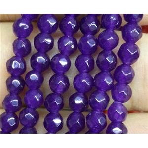 jade beads, faceted round, purple, approx 4mm dia, 15.5 inches [JDOT040]