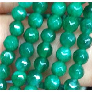 green jade beads, faceted round, approx 4mm dia, 15.5 inches [JDOT043]