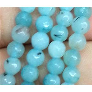 aqua jade bead, faceted round, approx 4mm dia, 15.5 inches [JDOT044]