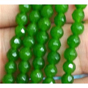 green jade bead, faceted round, approx 4mm dia, 15.5 inches [JDOT046]
