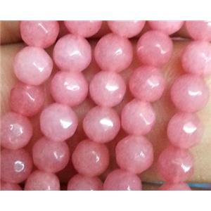 pink jade beads, faceted round, approx 4mm dia, 15.5 inches [JDOT047]