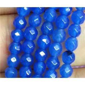 deep-blue jade bead, faceted round, approx 4mm dia, 15.5 inches [JDOT050]